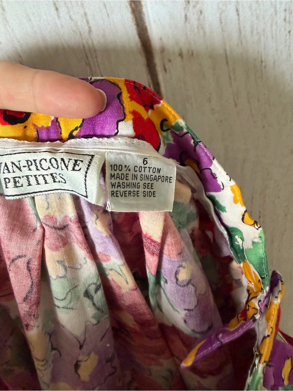 Vintage Evan-Picone Petites Watercolor Floral 100% Cotton Midi Skirt - Picture 5 of 5